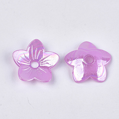 プラスチックビーズキャップのように不透明  5花びら  パールカラーの  花  スミレ  32x32.5~33x7.5~8mm  穴：5.5mm  約370個/500g&nbsp;MACR-S365-02B