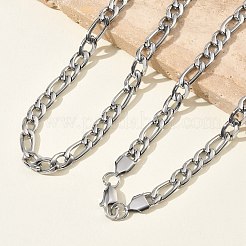 6mm 304ステンレススチール製フィガロチェーンネックレス  変色なし  ステンレス鋼色  18.11インチ（46cm）&nbsp;NJEW-G203-02P