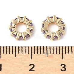 Brass Micro Pave Cubic Zirconia Beads&nbsp;KK-A253-11G-01