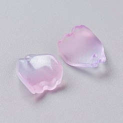 ガラスチャーム  染め＆加熱  艶消し  花びら  ライラック  13x11x4mm  穴：1mm&nbsp;X-EGLA-L025-B04