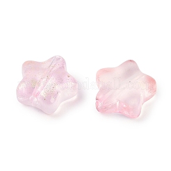 透明なスプレー塗装ガラスビーズ  きらめき力  スター  パールピンク  8x8x4mm  穴：1mm&nbsp;X1-GLAA-NH0003-01C