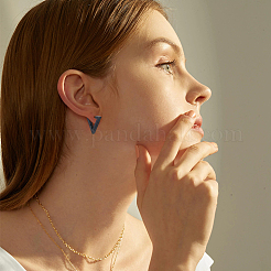 女性用ステンレススチールフープピアス12個、6スタイル  三角とハート  ミックスカラー  15~16x16~18x3mm  2個/スタイル&nbsp;EJEW-FI0002-08