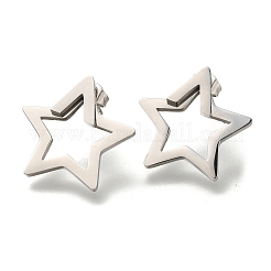 304 Stainless Steel Hollow Star Stud Earrings&nbsp;EJEW-C118-06C
