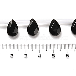 天然石オブシディアンビーズ連売り  多面カット  ティアドロップ  トップ掘削  12x8x3.5mm  穴：0.9mm  約22~25個/連  13.78''（35センチメートル）&nbsp;G-Q167-A09-01