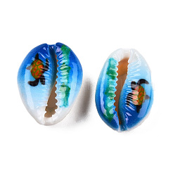 Printed Cowrie Shell Beads&nbsp;SSHEL-T013-01B