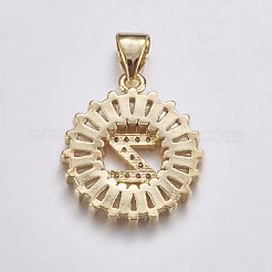 Long-Lasting Plated & Rack Plating Brass Micro Pave Cubic Zirconia Letter Pendants&nbsp;ZIRC-A007-03Z-G