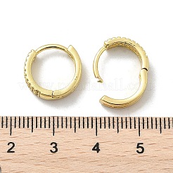 ブラスマイクロパヴェクリアキュービックジルコニアフープピアス  鉛フリー＆カドミウムフリー  長持ちメッキ  18KGP本金メッキ  13x13.5x4mm&nbsp;EJEW-D311-108G