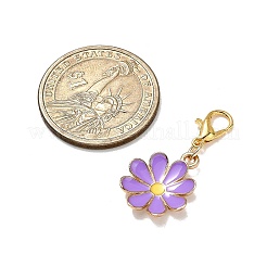 合金エナメルの花のペンダントの装飾  バッグ飾り用の合金製ロブスター クロー クラスプ チャーム  ミックスカラー  32.5mm&nbsp;HJEW-JM04325
