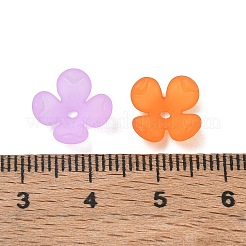 4枚の花弁透明アクリルビーズキャップ  艶消し  花  ミックスカラー  10x10x4.5mm  穴：1.5mm&nbsp;FACR-T001-09C