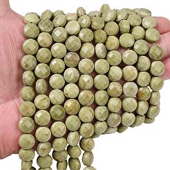 天然アラシャン瑪瑙ビーズ連売り  ファセット加工された菱形カットのコインビーズ  フラットラウンド  10~10.5x6.5~7mm  穴：1mm  約36個/連  14.65''（37.2センチメートル）&nbsp;G-F812-B02-02