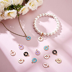 80Pcs Light Gold Plated Alloy Enamel Pendants&nbsp;ENAM-ME0001-09