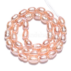 天然養殖淡水パールビーズ連売り  ライス  小麦  7~12.5x6~6.5mm  穴：0.7~0.8mm  約37~38個/連  13.78インチ（35cm）&nbsp;PEAR-N012-06S