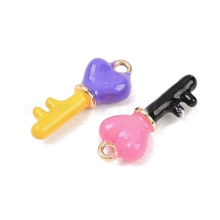 合金エナメルチャーム  キーホルダーキー  ゴールドカラー  ミックスカラー  20.5x8x5mm  穴：1.6mm&nbsp;ENAM-A012-06G