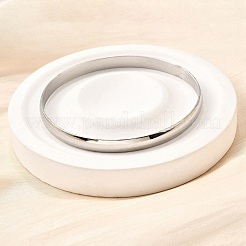 女性用304ステンレススチールプレーンバングル  ステンレス鋼色  1/4インチ（0.6cm）  内径：2-1/2インチ（6.5cm）&nbsp;BJEW-V004-02B-P