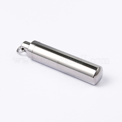 変色しにくい304ステンレススチール製の開閉式ペンダント  コラム  ステンレス鋼色  37x9mm  穴：6mm&nbsp;X-STAS-M273-06P