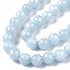 天然カルセドニービーズ連売り  模造アクアマリン  染め＆加熱  ラウンド  6~7mm  穴：1mm  約60~67個/連  15.7インチ&nbsp;X-G-S333-6mm-004
