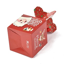 クリスマステーマ紙折りギフトボックス  リボン付き  プレゼント用キャンディークッキーラッピング  レッド  サンタクロース  8.8x8.8x18cm&nbsp;CON-G012-03B