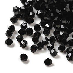 透明ガラスビーズ  多面カット  双円錐形  ブラック  3.5x3.5x3mm  穴：0.8mm  720個/袋。&nbsp;G22QS-12