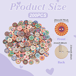 200Pcs 2-Hole Wood Buttons&nbsp;BUTT-UN0001-35B