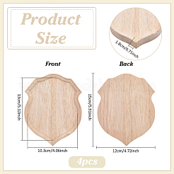 シールド型ゴム製木製ベースディスプレイトレイ4個  小麦  15x12x1.8cm  内径：10.3x13のCM&nbsp;WOOD-FG0001-65