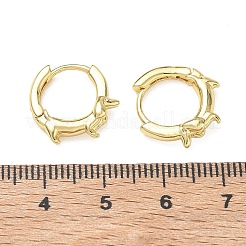 真鍮製フープピアス  犬  カドミウムフリー＆鉛フリー  ラックめっき  長持ちメッキ  18KGP本金メッキ  15x16x2.5mm&nbsp;KK-CBA30C7-31G