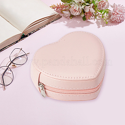 Heart PU Imitation Leather Jewelry Organizer Zipper Boxes&nbsp;AJEW-CL0006-03B