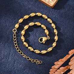 Ion Plating(IP) 304 Stainless Steel Oval Ball Chain Bracelets for Women&nbsp;BJEW-C046-01G