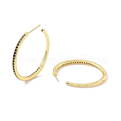 Cubic Zirconia C-shape Stud Earrings&nbsp;EJEW-I266-11G-05