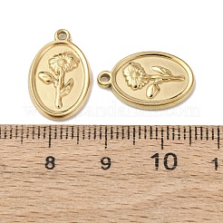 304ステンレスペンダント  花とオーバル  イオンプレーティング（ip）  18KGP本金メッキ  18x11.5x2mm  穴：1.2mm&nbsp;STAS-I358-12G-07