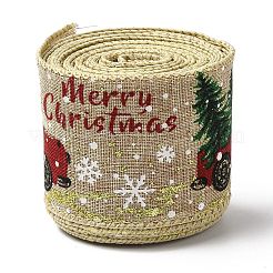Christmas Theme Polyester Imitation Linen Ribbon&nbsp;OCOR-M008-01B