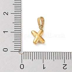 316lサージカルステンレススチールチャーム  レターチャーム  ゴールドカラー  文字x  10x6.5x2.5mm  穴：2.5x4.5mm&nbsp;STAS-G315-01G-X