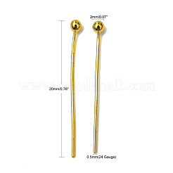 真鍮のボールヘッドピン  カドミウムフリー＆鉛フリー  ゴールドカラー  20x0.5mm  24ゲージ  ヘッド：2mm  約9580~10000個/袋&nbsp;KK-R020-04G