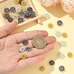4色合金ビーズキャップ60個  花  ミックスカラー  9.5~11.5x3.5~4.5mm  穴：1.6~2mm  15個/カラー&nbsp;FIND-YW0011-83
