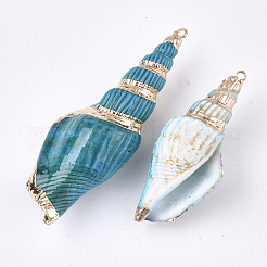 Spray Painted & Electroplate Spiral Shell Big Pendants&nbsp;SSHEL-T010-05B