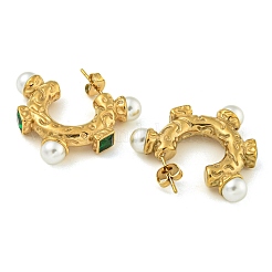 Ion Plating(IP) 304 Stainless Steel C-Shaped Stud Earrings&nbsp;EJEW-K291-01G