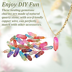 30Pcs 10 Colors Copper Wire Wrapped Dyed Natural Quartz Pendants&nbsp;PALLOY-AB00250