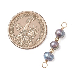 3Pcs 3 Styles Natural Cultured Freshwater Pearl Potato Beaded Connector Charms&nbsp;PALLOY-JF05071