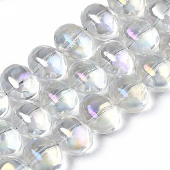 メッキガラスビーズ連売り  ABカラー  オーバル  クリアAB  10.5~11.5x14x10mm  穴：1mm  約57~59個/連  24.41インチ〜25.20インチ（62~64cm）&nbsp;X-EGLA-S188-22-B03