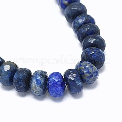 天然石ラピスラズリビーズ連売り  多面カット  ロンデル  12x6mm  穴：1mm  約64~66個/連  15.3インチ（39cm）&nbsp;G-F632-15-03