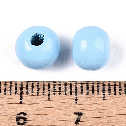 Spray Painted Round Natural Schima Wood Beads&nbsp;WOOD-A018-8mm-18