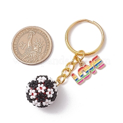 Football Glass Seed Bead Beaded Keychains&nbsp;KEYC-MZ00035