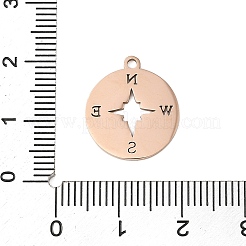 イオンプレーティング（IP）304ステンレスペンダント  レーザー切断  コンパス  ローズゴールド  17x15x1mm  穴：1.4mm&nbsp;STAS-T044-236RG