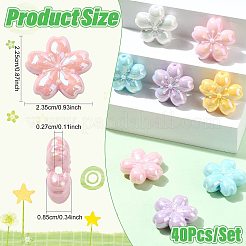 40 個 5 色不透明アクリルビーズ  花  ABカラーメッキ  ミックスカラー  22.5x23.5x8.5mm  穴：2.7mm  8個/カラー&nbsp;OACR-FS0002-84