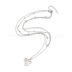 ステンレス鋼のペンダントネックレス  アズキチェーンネックレス  蝶  17.05インチ（43.3cm）ペンダント：16.5x18mm&nbsp;NJEW-U003-01C-P