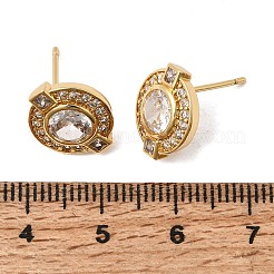 Brass Micro Pave Cubic Zirconia Stud Earrings&nbsp;EJEW-G471-05G