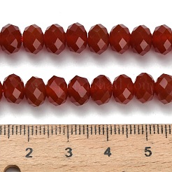 天然石カーネリアンビーズ連売り  染め＆加熱  多面カット  ロンデル  8x5.5mm  穴：1.2mm  約69個/連  15.16''（38.5センチメートル）&nbsp;G-Z111-A10