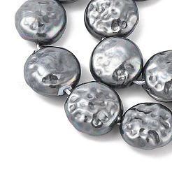 電気めっきシェルパールビーズ連売り  フラットラウンド  グレー  14.5~16x7.5~8mm  穴：1.2mm  約27個/連  15.87''~15.94''（40.3~40.5センチメートル）&nbsp;BSHE-Z007-02A