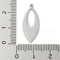 変色しない304ステンレススチールペンダント  レーザー切断  ステンレス鋼色  馬の目  25x11x1mm  穴：1.2mm&nbsp;STAS-B056-24P-02