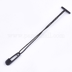 衣服価格ハングタグ  ポリエステルコード  安全ピン＆バークラスプ付き  ブラック  130x1mm  安全ピン：25x8x3 mm  ピン：1.5mm  バー留め金：16x3x2.5 mm  約1000個/袋&nbsp;CDIS-T001-33A