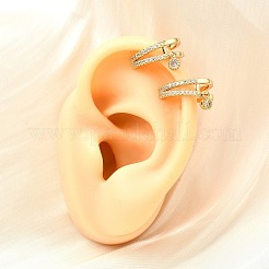Brass Micro Pave Clear Cubic Zirconia Cuff Earrings&nbsp;EJEW-F370-11G